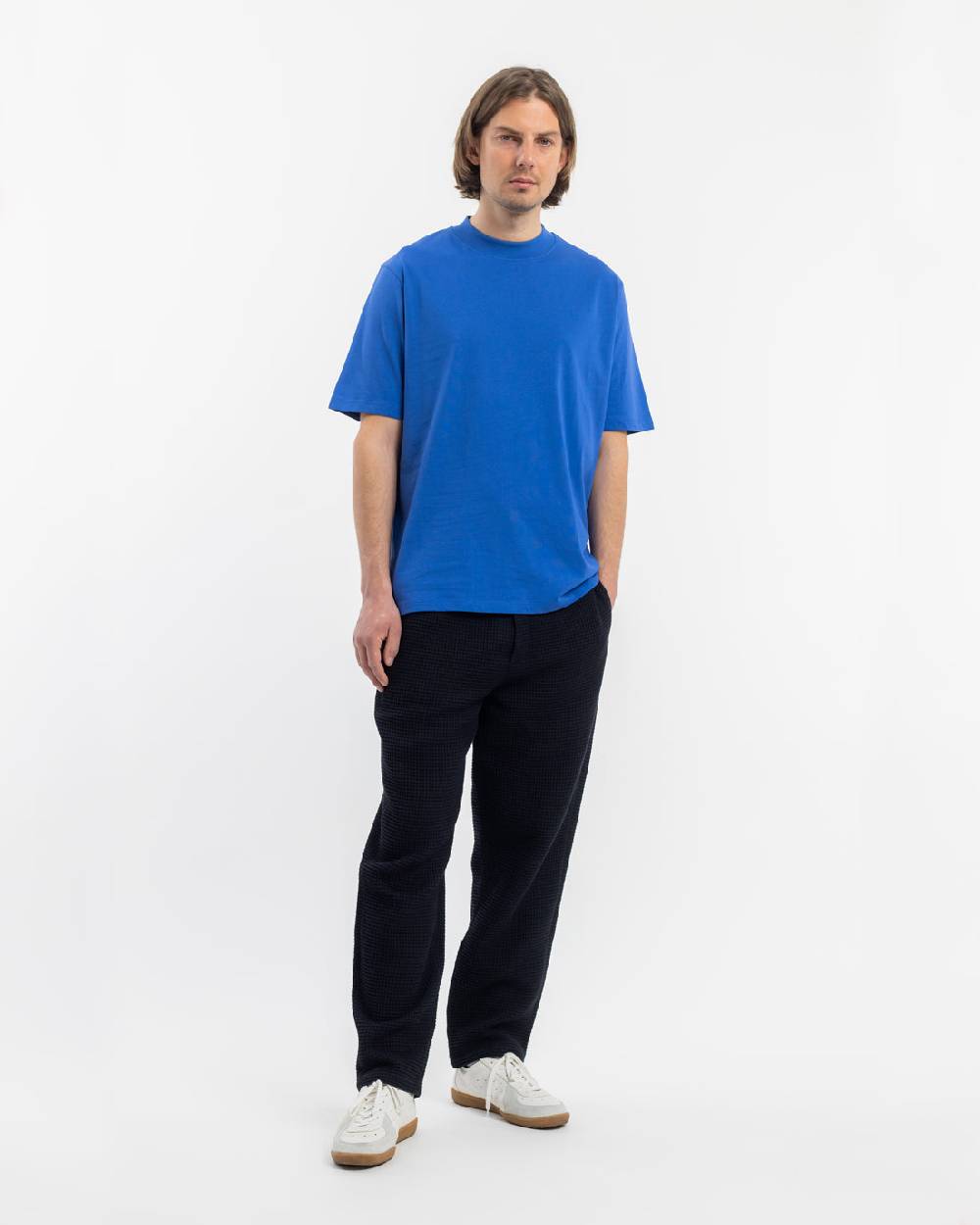 Rotholz T-Shirt mit breitem Kragen Bio Baumwolle - Blau Begrenztes Angebot