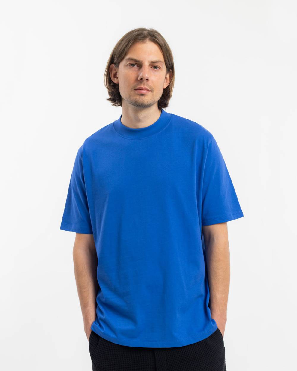 Rotholz T-Shirt mit breitem Kragen Bio Baumwolle - Blau Begrenztes Angebot