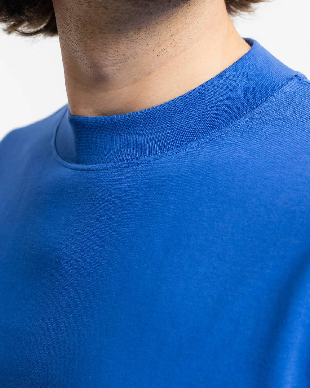 Rotholz T-Shirt mit breitem Kragen Bio Baumwolle - Blau Begrenztes Angebot
