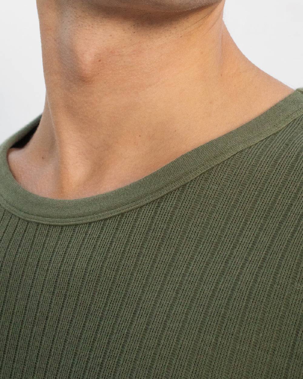 Rotholz Schweres Geripptes T-Shirt Bio Baumwolle - Grün Preisnachlass