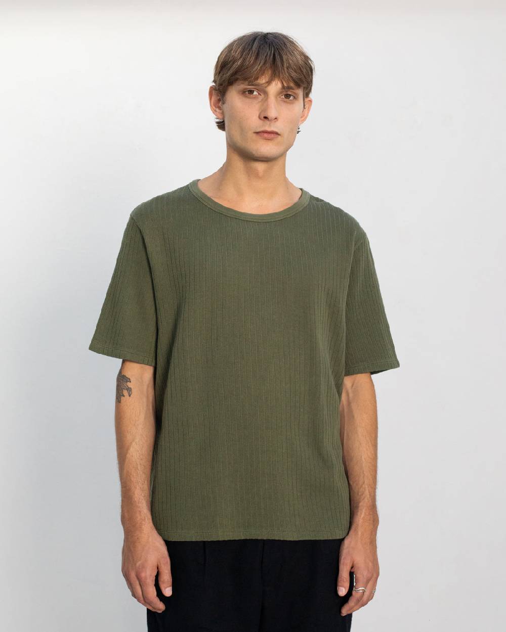 Rotholz Schweres Geripptes T-Shirt Bio Baumwolle - Grün Preisnachlass