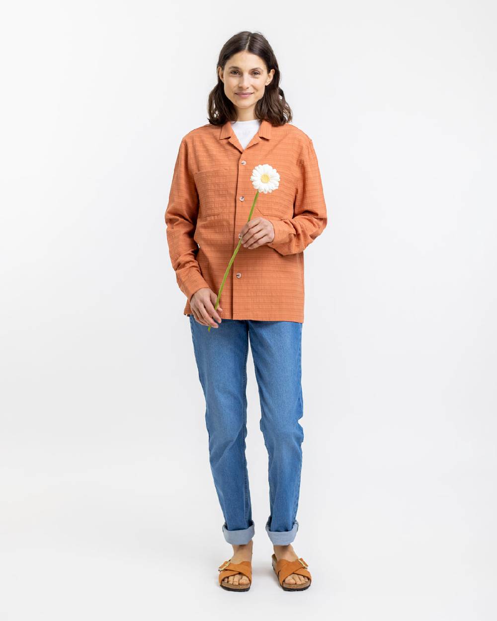Rotholz Hemd aus Strukturierter Bio-Baumwolle Apricot Osterangebot