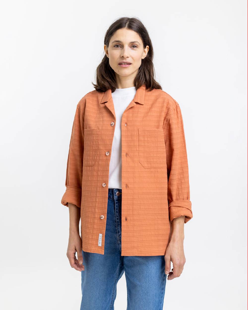 Rotholz Hemd aus Strukturierter Bio-Baumwolle Apricot Osterangebot