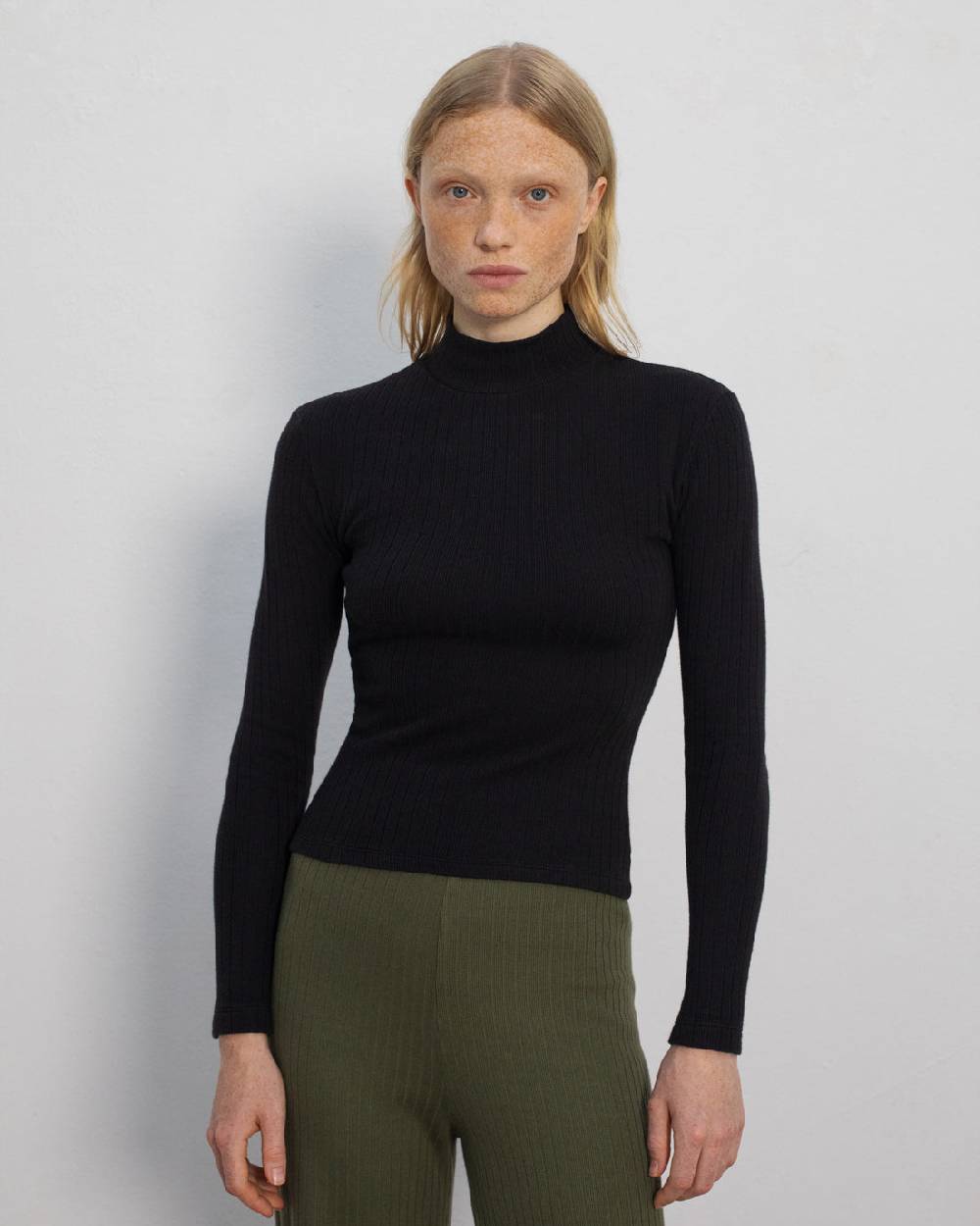 Rotholz Schweres Mockneck Longsleeve Bio Baumwolle - Schwarz Neueste Mode