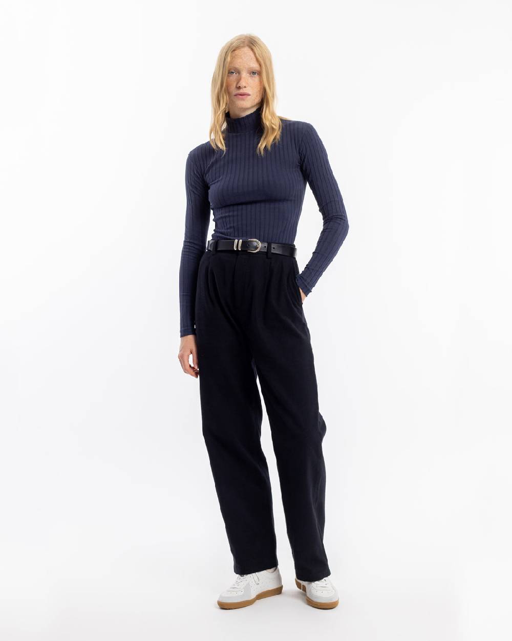 Rotholz Geripptes Longsleeve Bio Baumwolle - Dunkelblau VIP-Rabatte