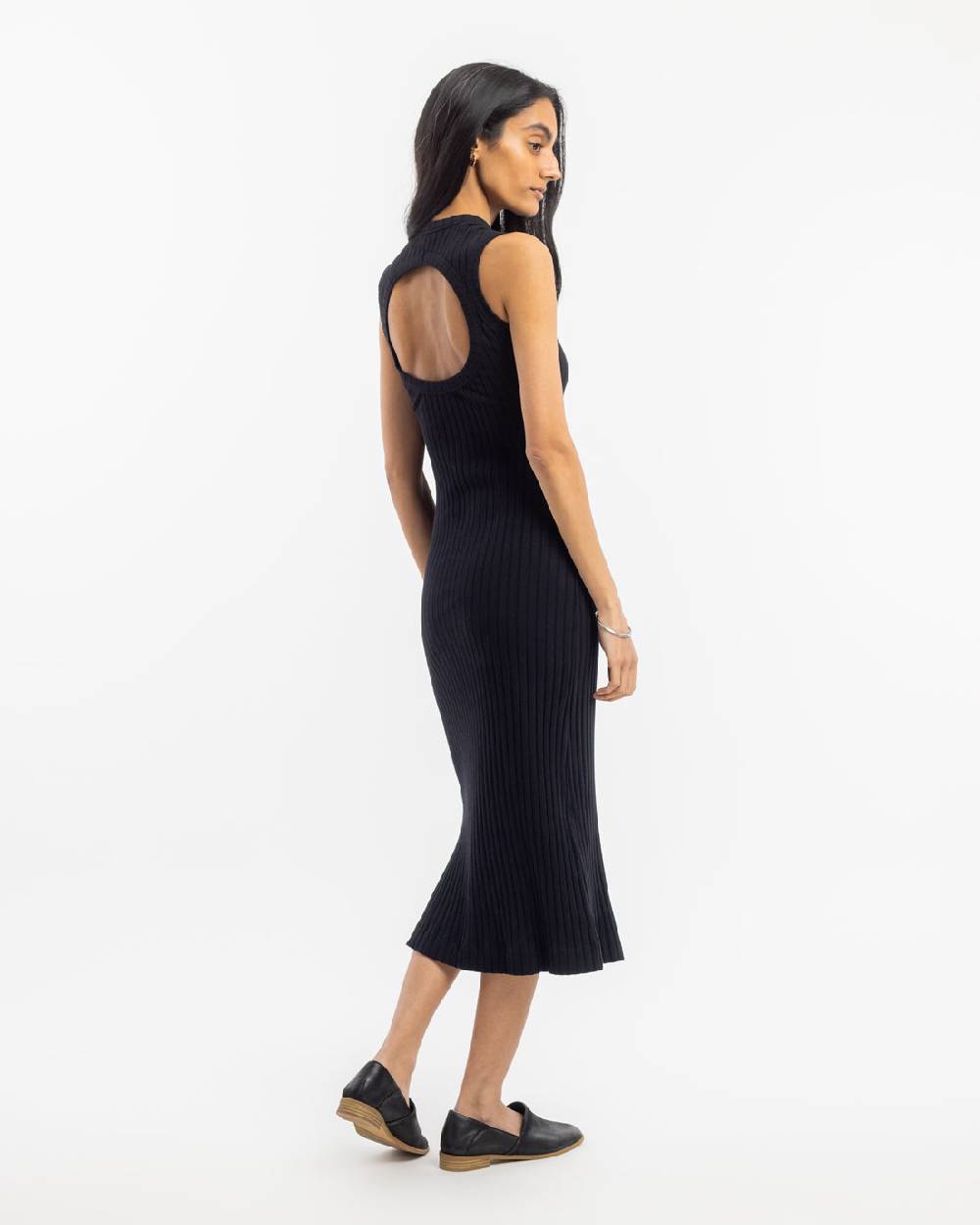Rotholz Geripptes Kleid Bio Baumwolle - Schwarz Wochenangebot