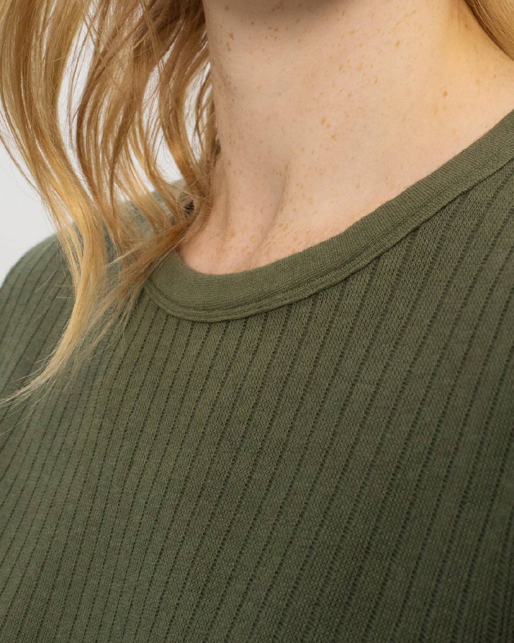 Rotholz Schweres Geripptes T-Shirt Bio Baumwolle - Grün Begrenzte Freigabe