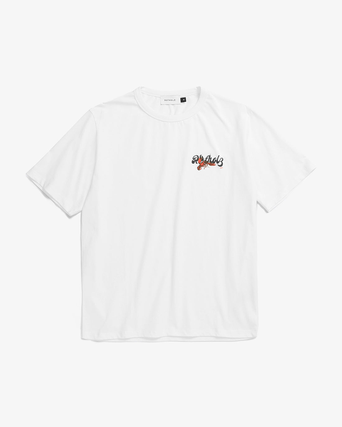 Rotholz Lobster Logo T-Shirt Bio Baumwolle - Weiß Riesige Rabatte