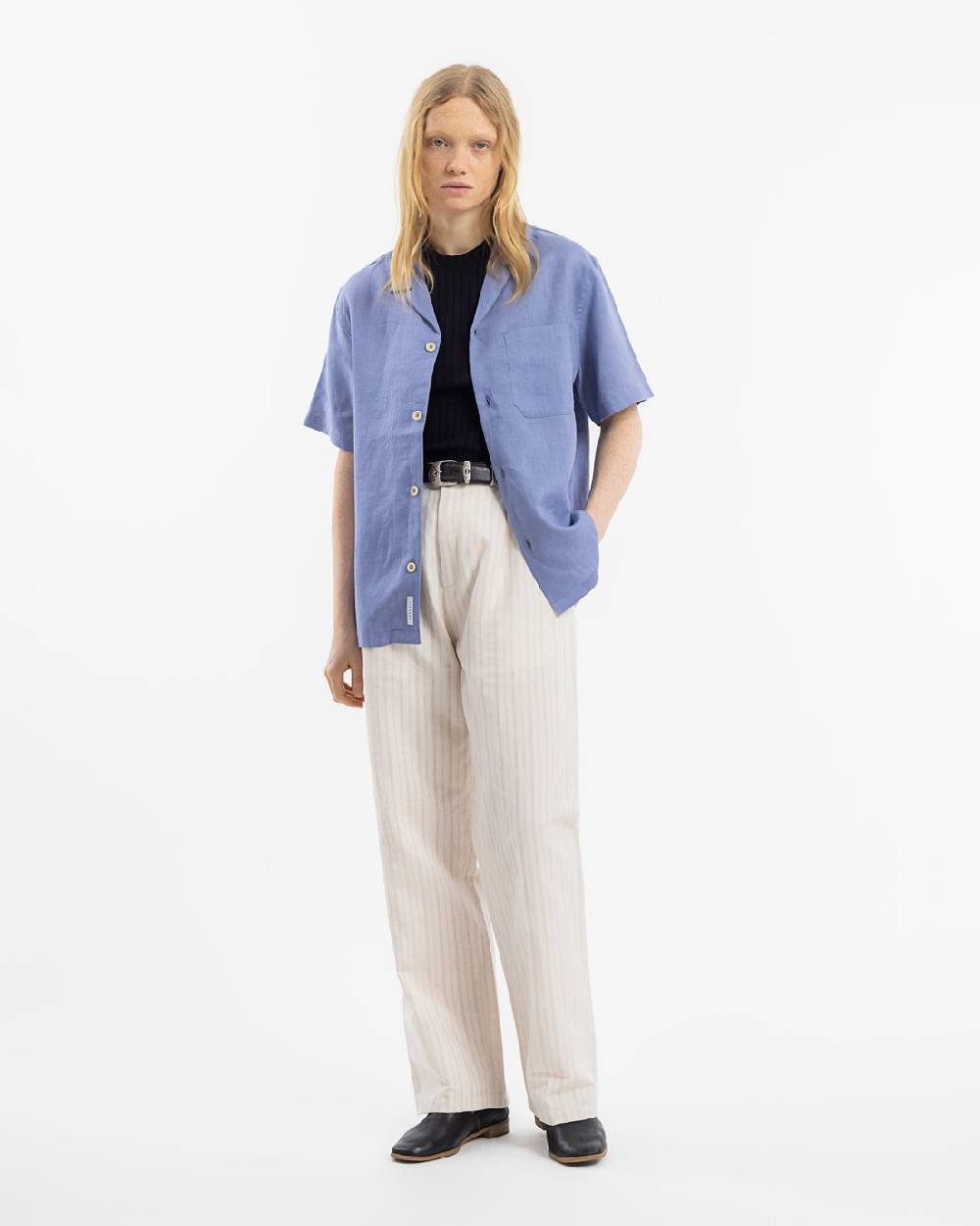Rotholz Bowling Shirt Leinen Mix - Hellblau Online