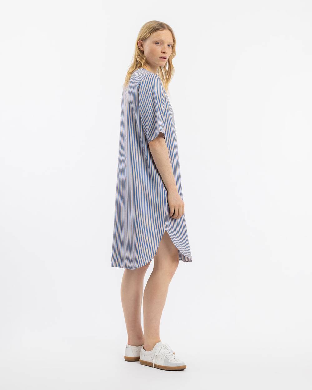 Rotholz Kaftan Kleid Lyocell - Blau Gestreift Verkauf