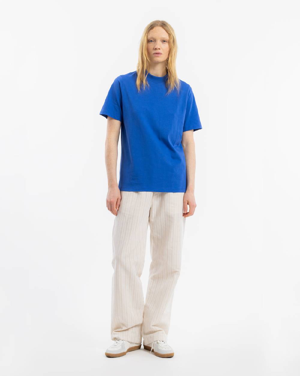 Rotholz T-Shirt mit breitem Kragen Bio Baumwolle - Blau Fabrik Onlineshop