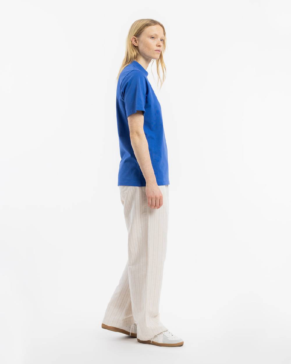 Rotholz T-Shirt mit breitem Kragen Bio Baumwolle - Blau Fabrik Onlineshop