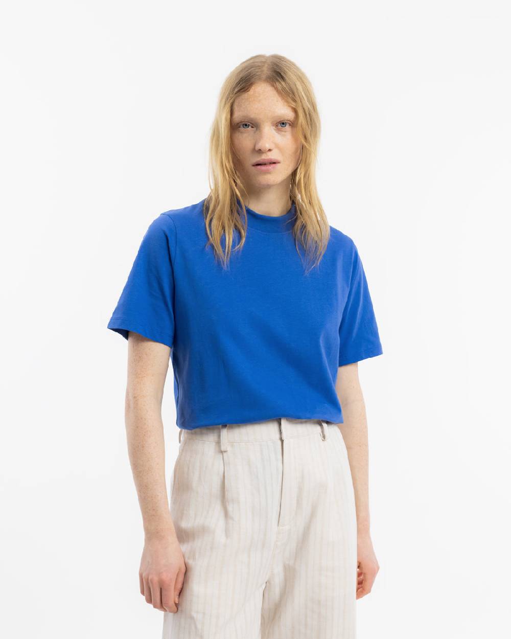 Rotholz T-Shirt mit breitem Kragen Bio Baumwolle - Blau Fabrik Onlineshop
