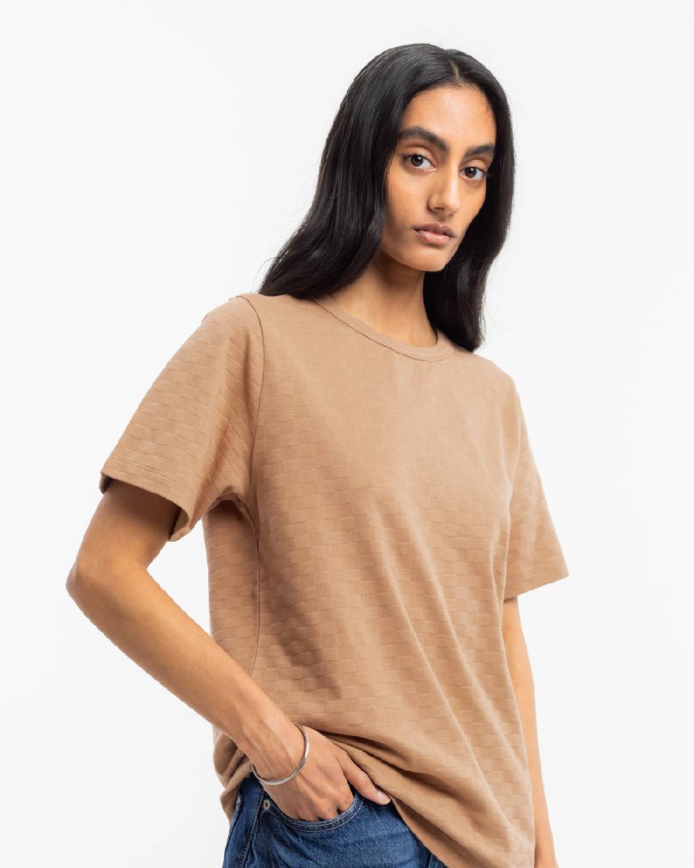 Rotholz Strukturiertes T-Shirt Bio Baumwolle - Karamell Vatertagsangebot