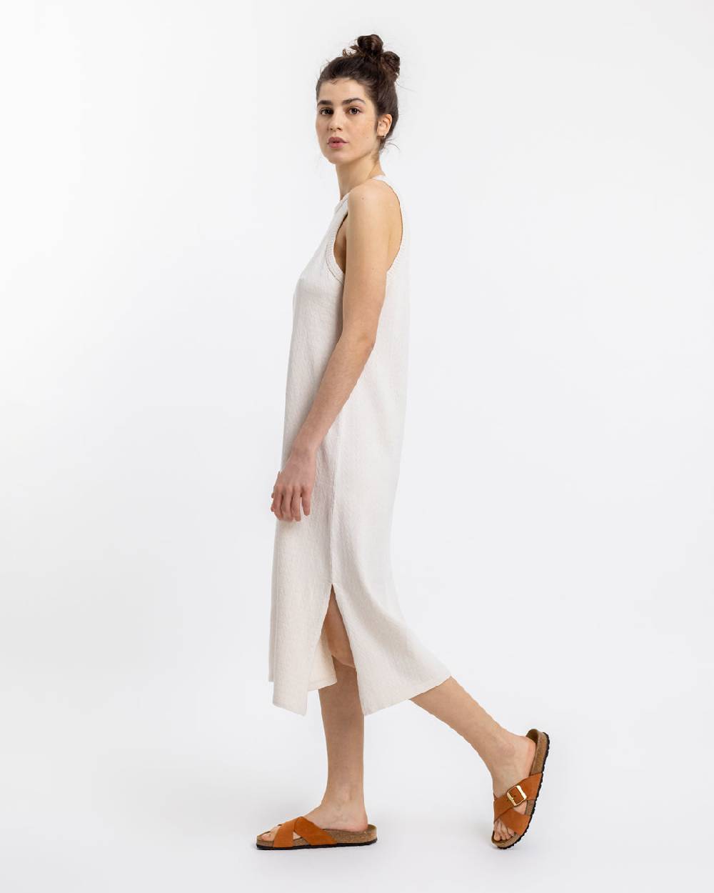 Rotholz Strick Kleid aus Bio-Baumwolle Off-White Heißer Verkauf