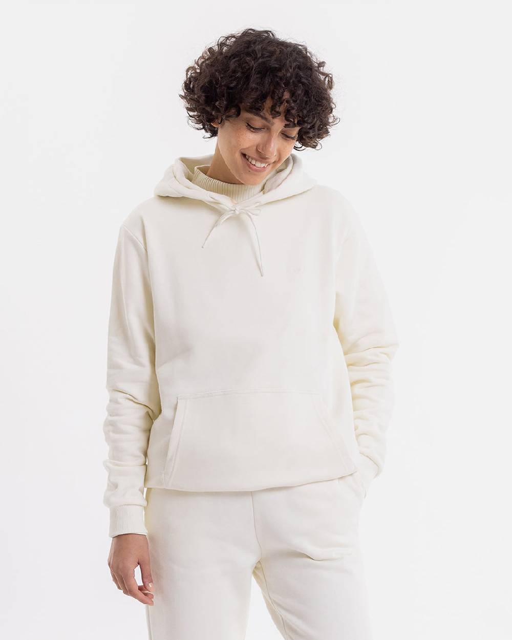 Rotholz Logo Hoodie aus Bio-Baumwolle Weiß Top Angebot