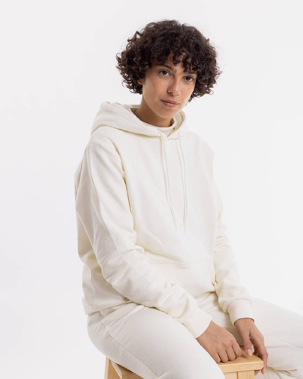 Rotholz Logo Hoodie aus Bio-Baumwolle Weiß Top Angebot