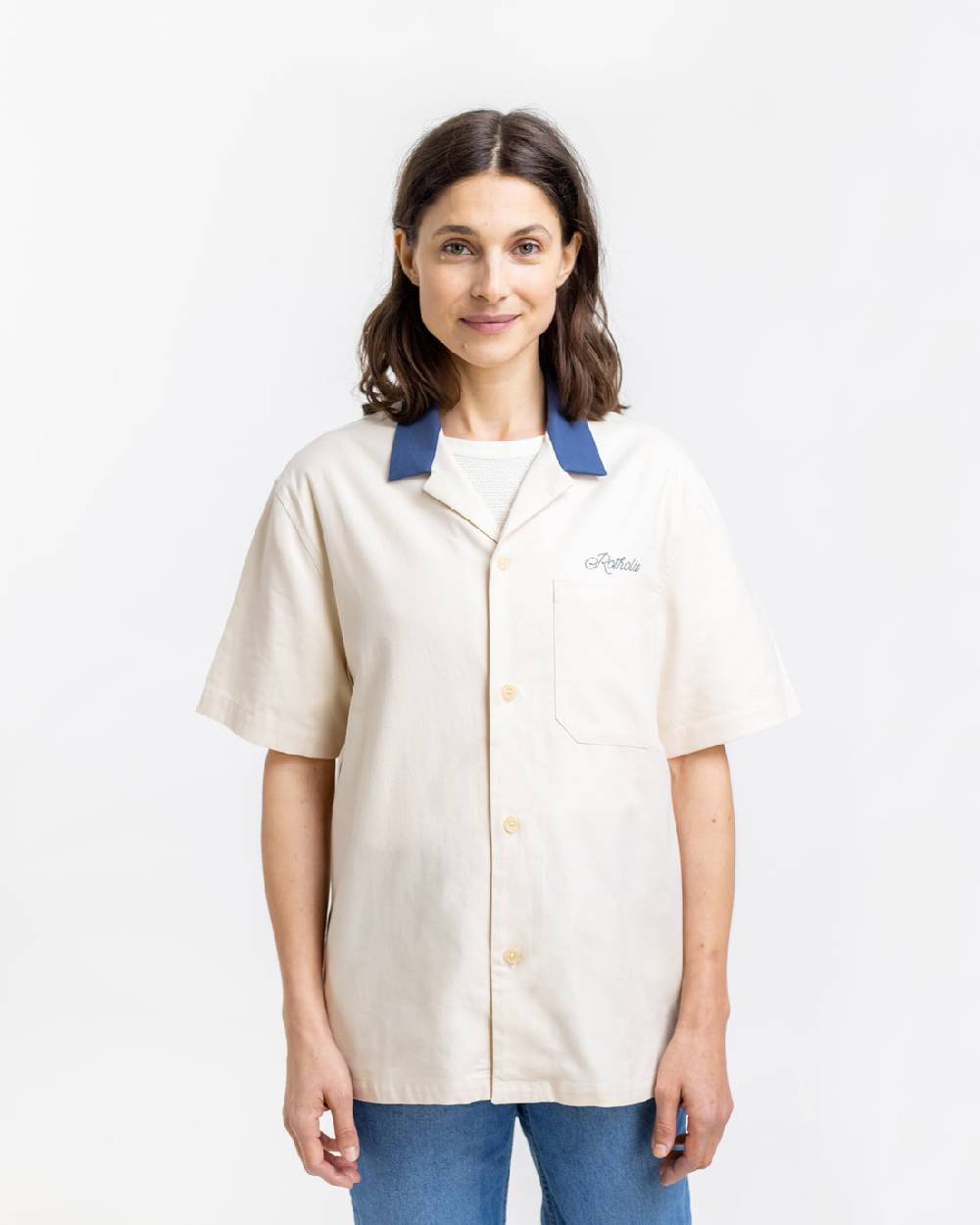 Rotholz Bowling Hemd mit Kontrastkragen Off-White Bestseller