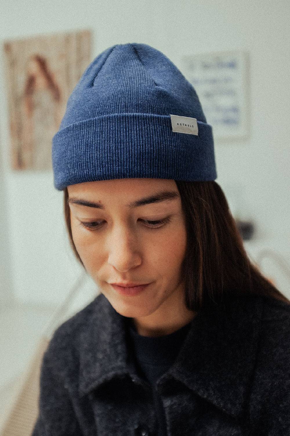 Rotholz Kurze Mütze Merino Fein - Blau Kauf eins, bekomm eins gratis