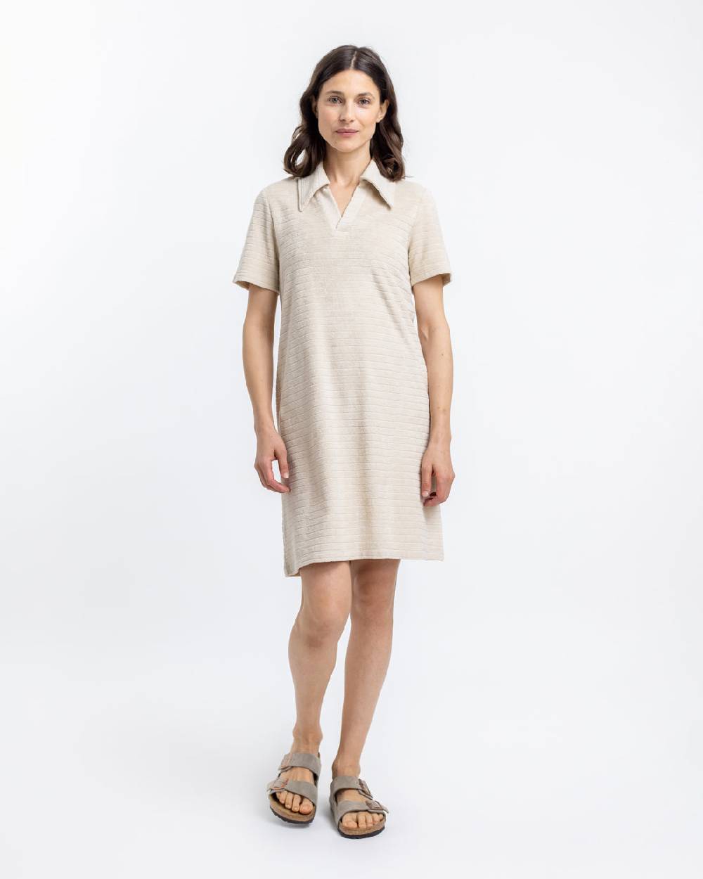 Rotholz Polo Kleid aus Bio Frottee Creme Riesige Ersparnisse
