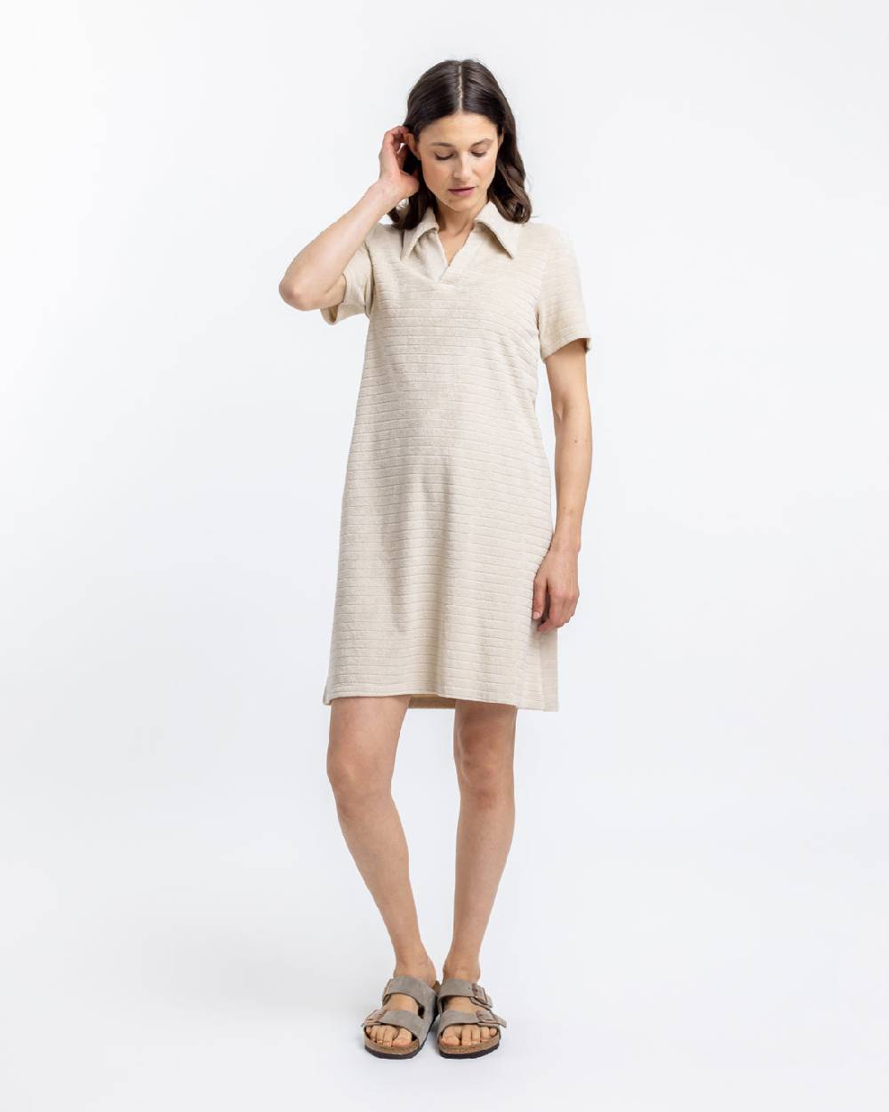 Rotholz Polo Kleid aus Bio Frottee Creme Riesige Ersparnisse