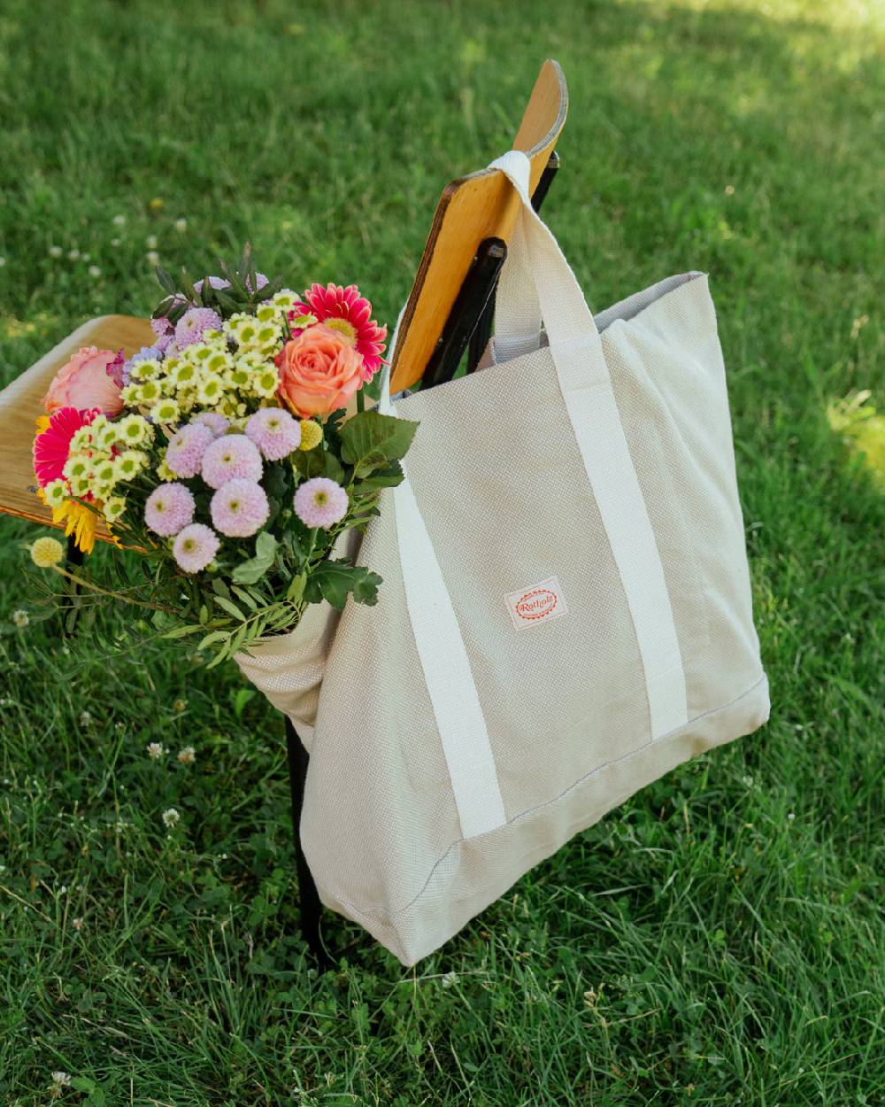 Rotholz Weekend Tote Bag aus Bio Canvas Beige