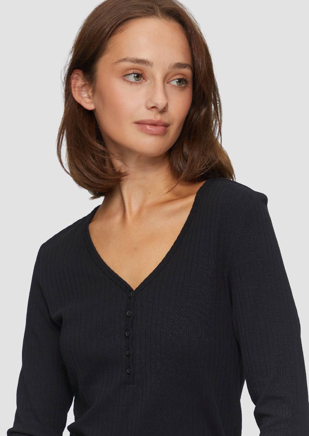 S.Oliver Stretchiges Longsleeve mit Henleyausschnitt Black Friday