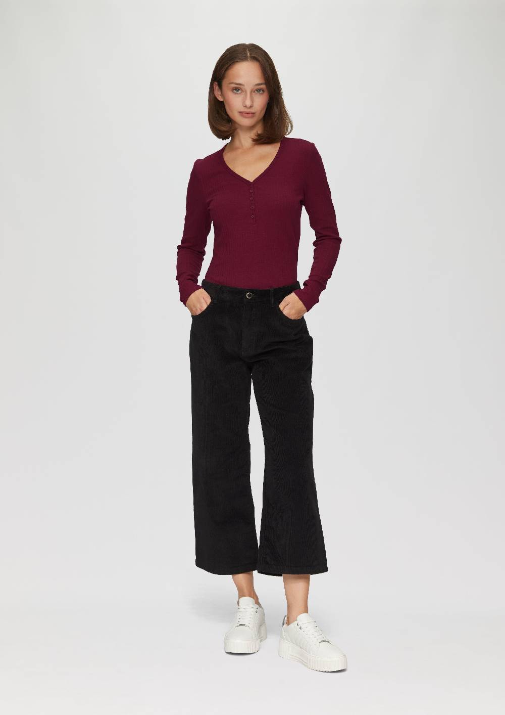 S.Oliver Stretchiges Longsleeve mit Henleyausschnitt Cyber Monday
