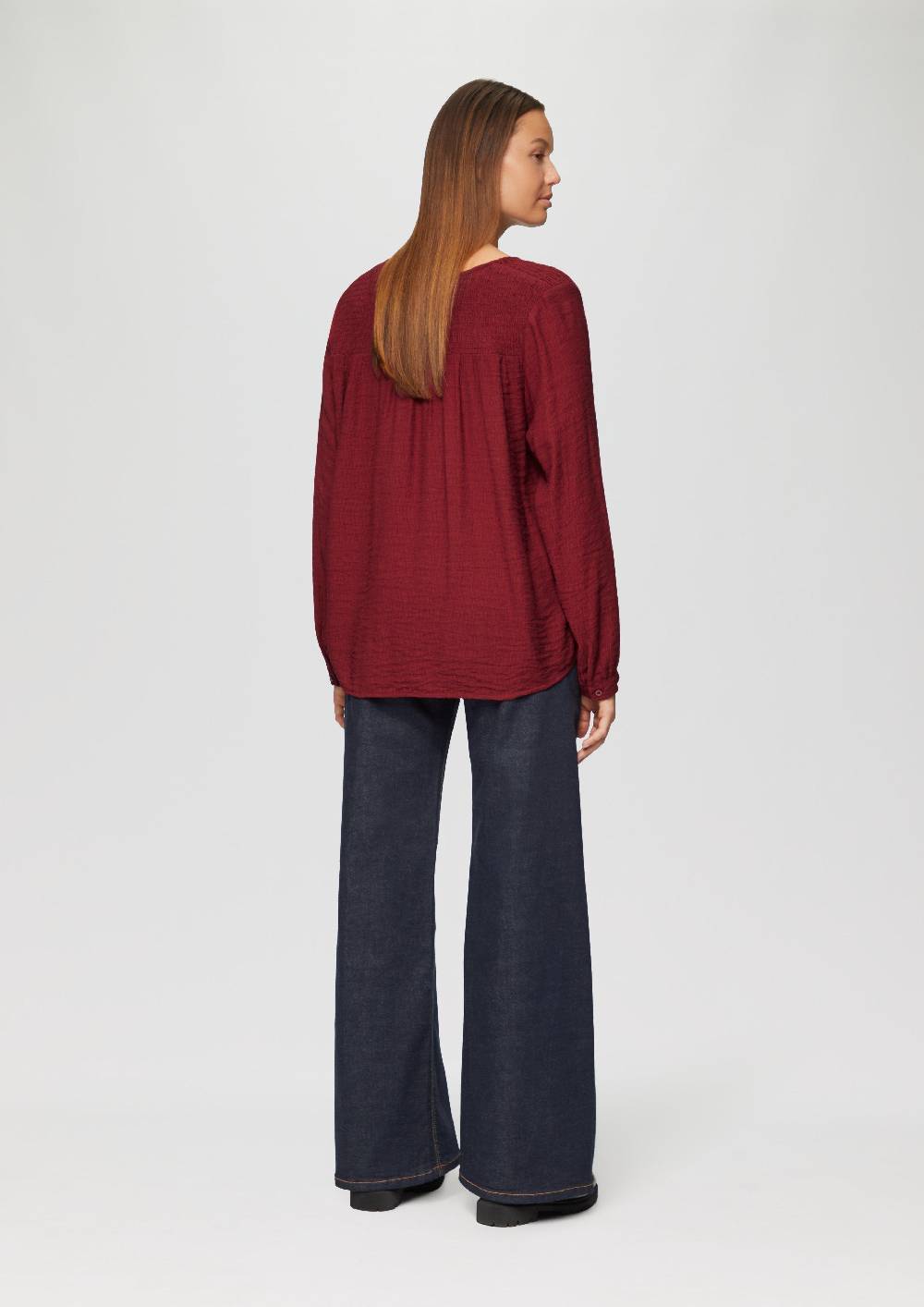 S.Oliver Strukturierte Bluse aus Viskosemix mit Smok Details Exklusive Angebote
