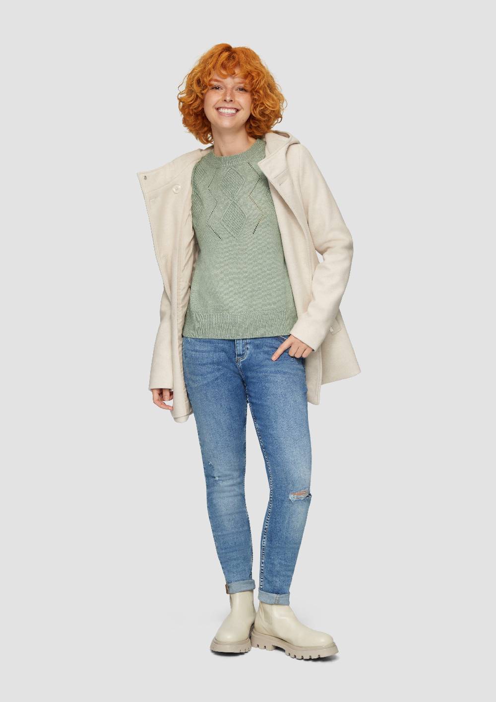 S.Oliver Pullover aus Viskosemix mit Ajour-Muster Kostenlose Rückgabe