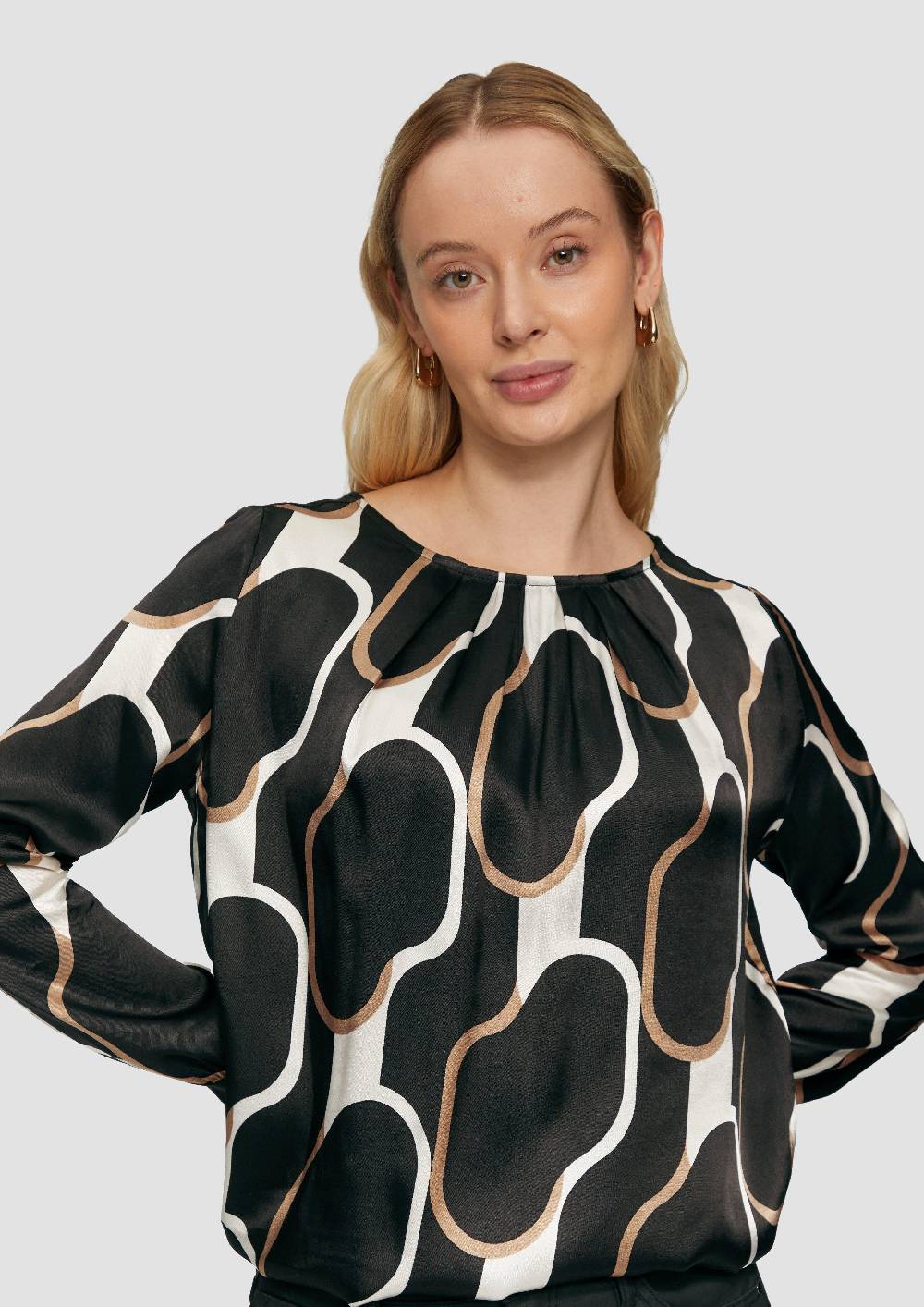 S.Oliver Shirt im Fabricmix mit Raff-Details Im Verkauf