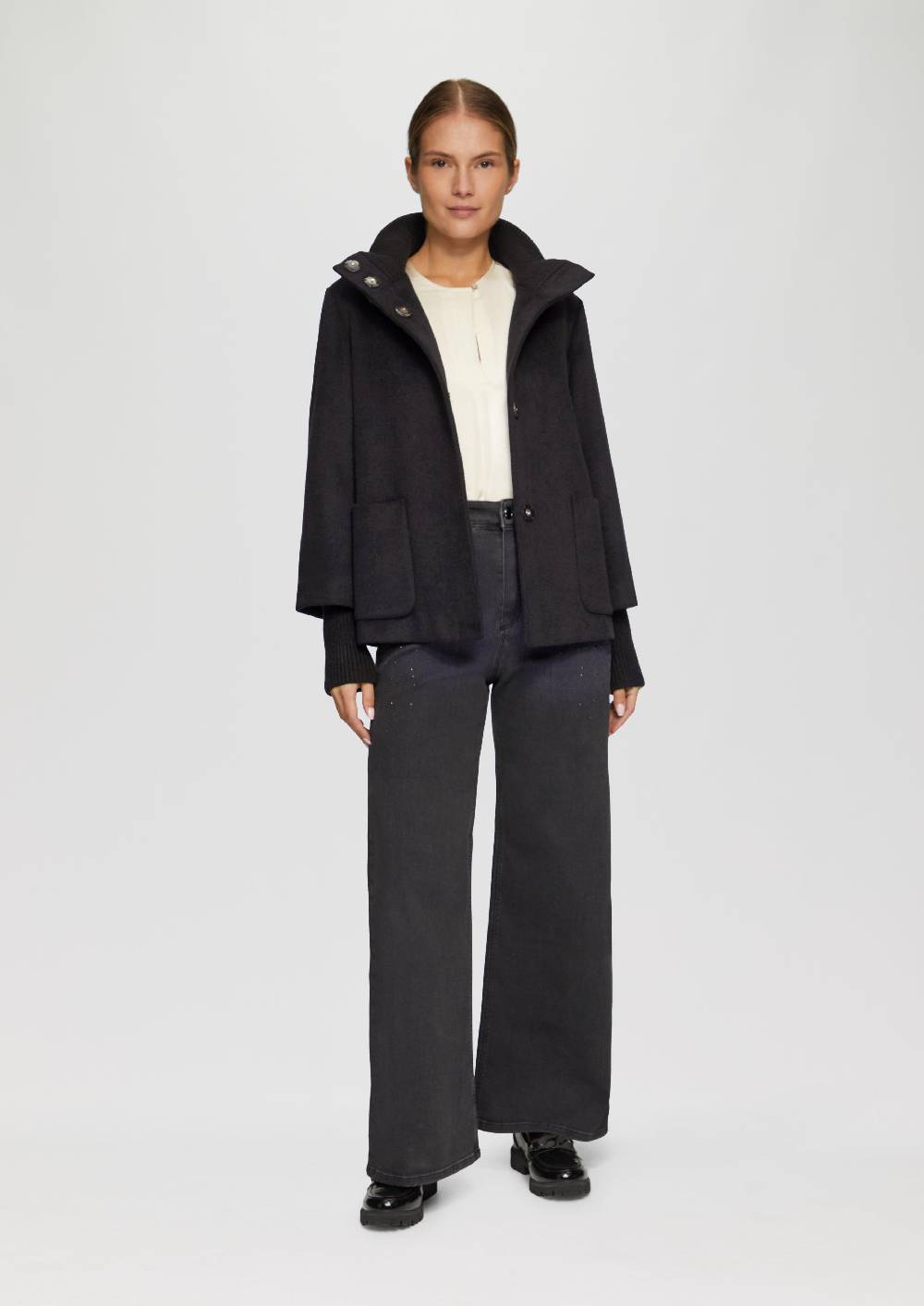 S.Oliver Jacke aus Wollmix mit Rippbündchen Hotsell