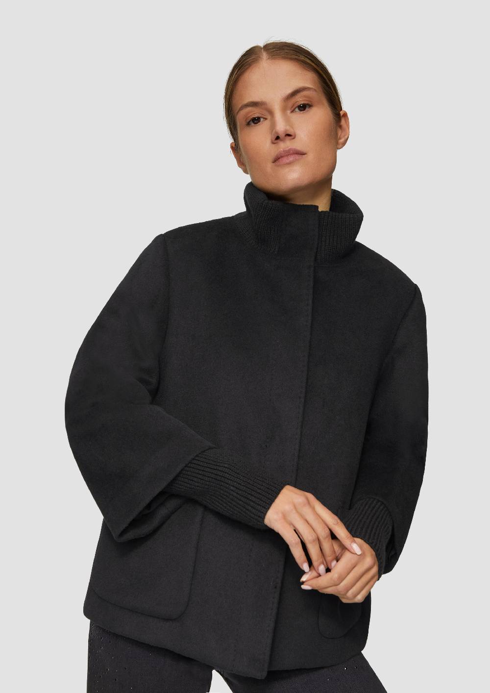 S.Oliver Jacke aus Wollmix mit Rippbündchen Hotsell