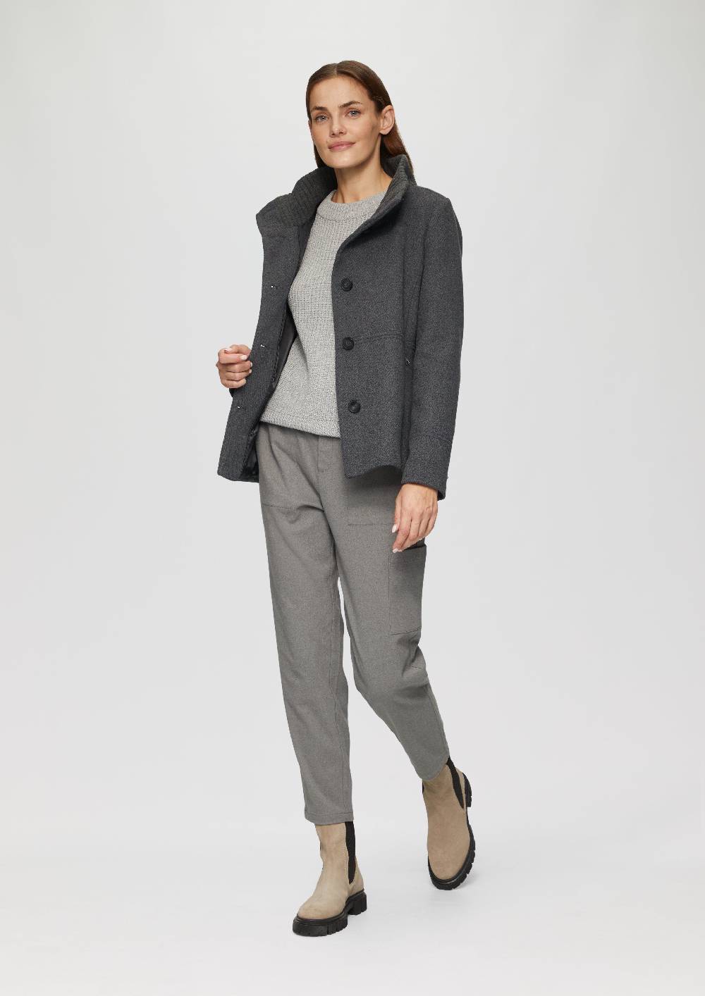 S.Oliver Twilljacke mit Strick-Stehkragen und Eingrifftaschen Kostenloser Versand
