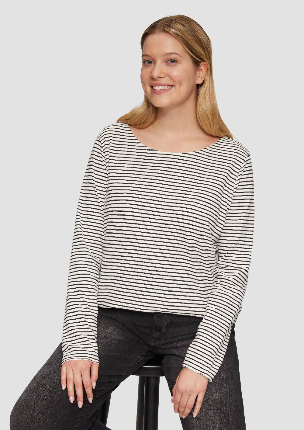 S.Oliver Longsleeve mit Flammgarnstruktur und Rundhalsausschnitt Black Friday