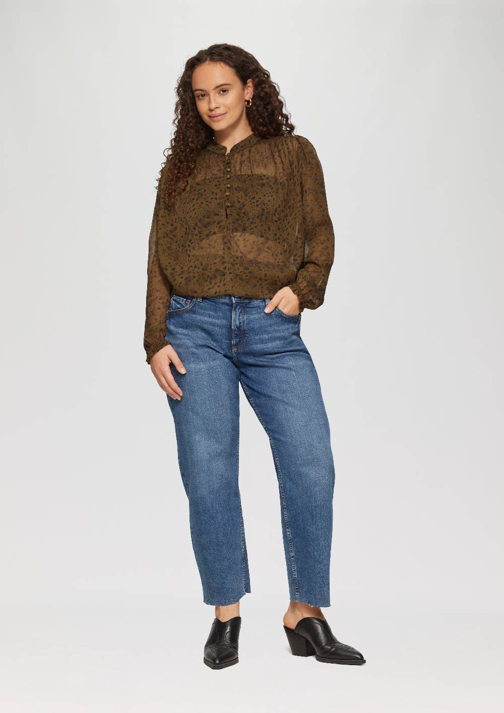 S.Oliver Leicht transparente Chiffonbluse mit Puffärmeln Super Sparpreis