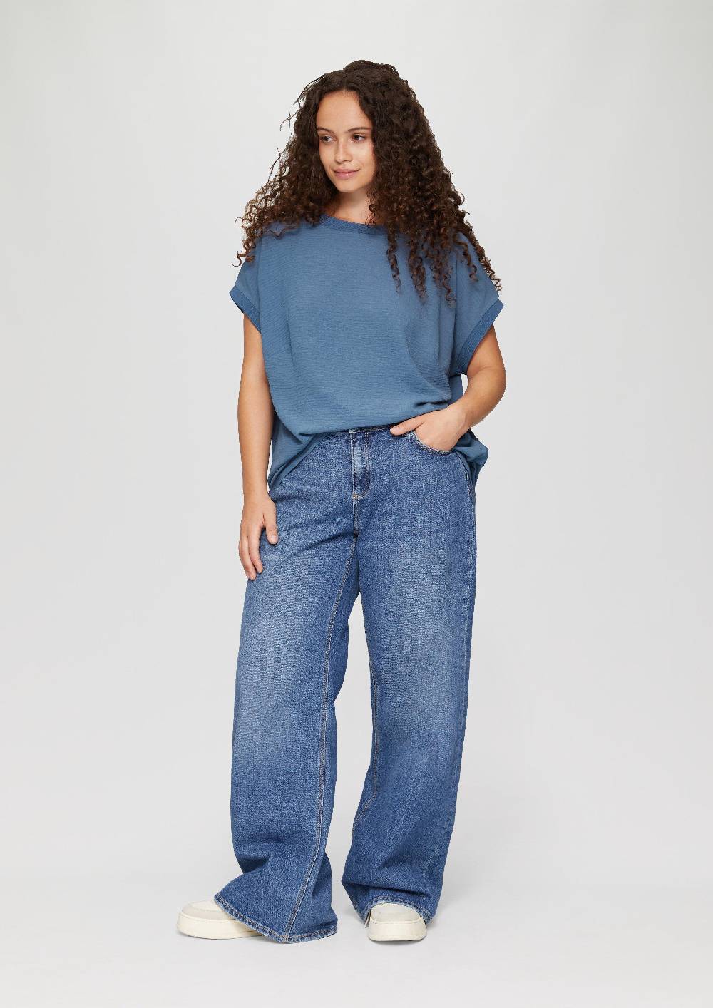S.Oliver Materialmix-T-Shirt im Loose Fit 50% Rabatt mit kostenlosem Versand