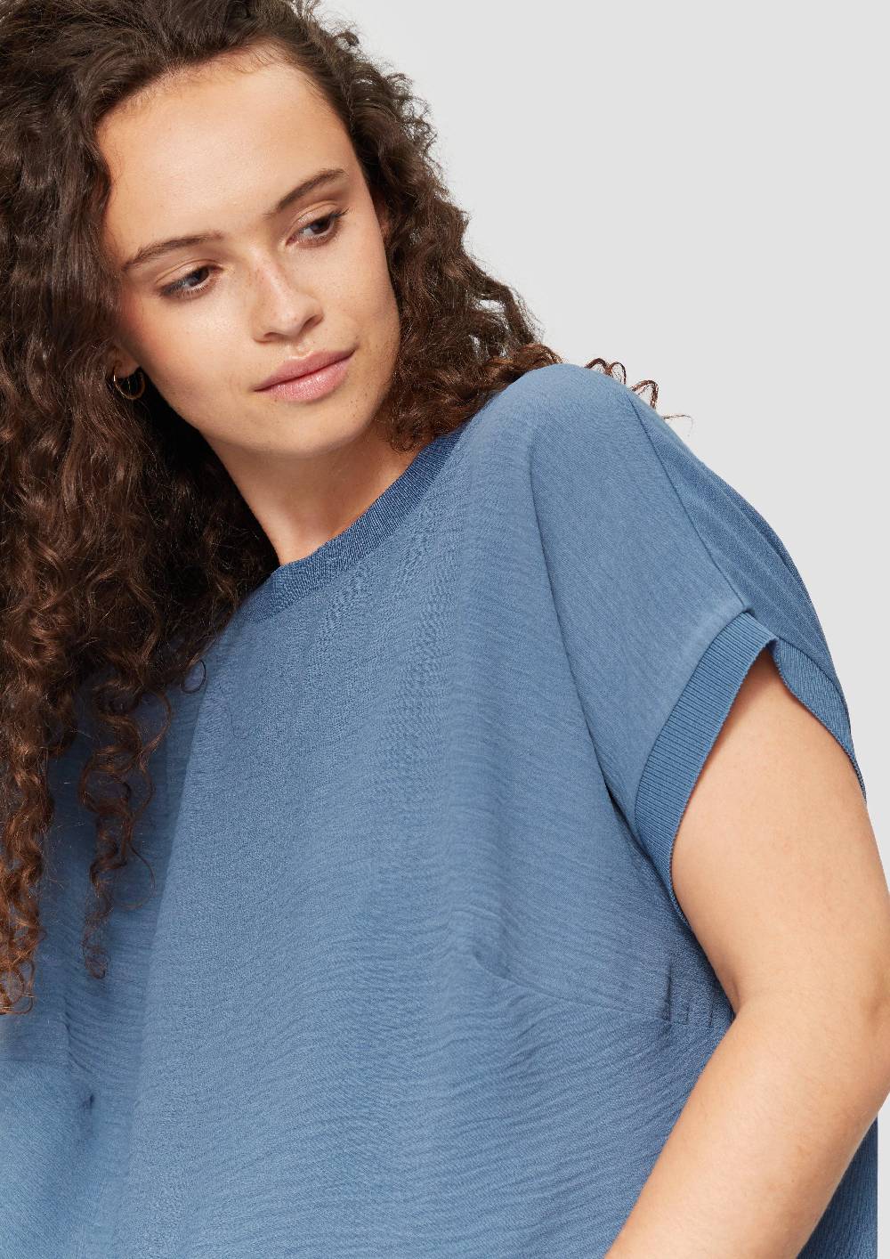 S.Oliver Materialmix-T-Shirt im Loose Fit 50% Rabatt mit kostenlosem Versand