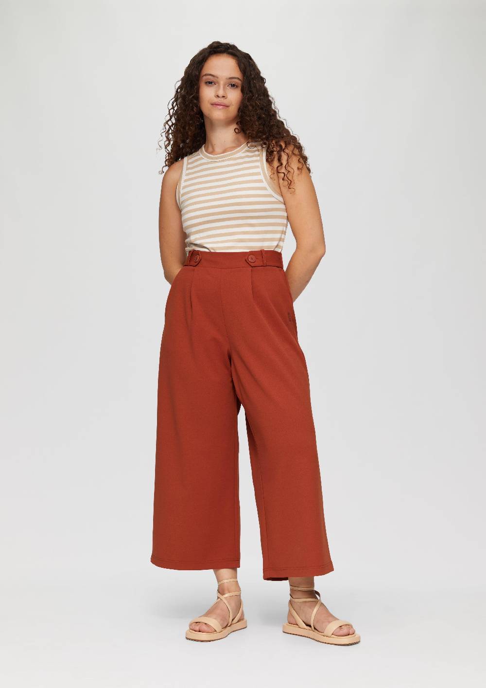 S.Oliver Elastische Wide-Leg-Hose aus Crêpe Auslauf