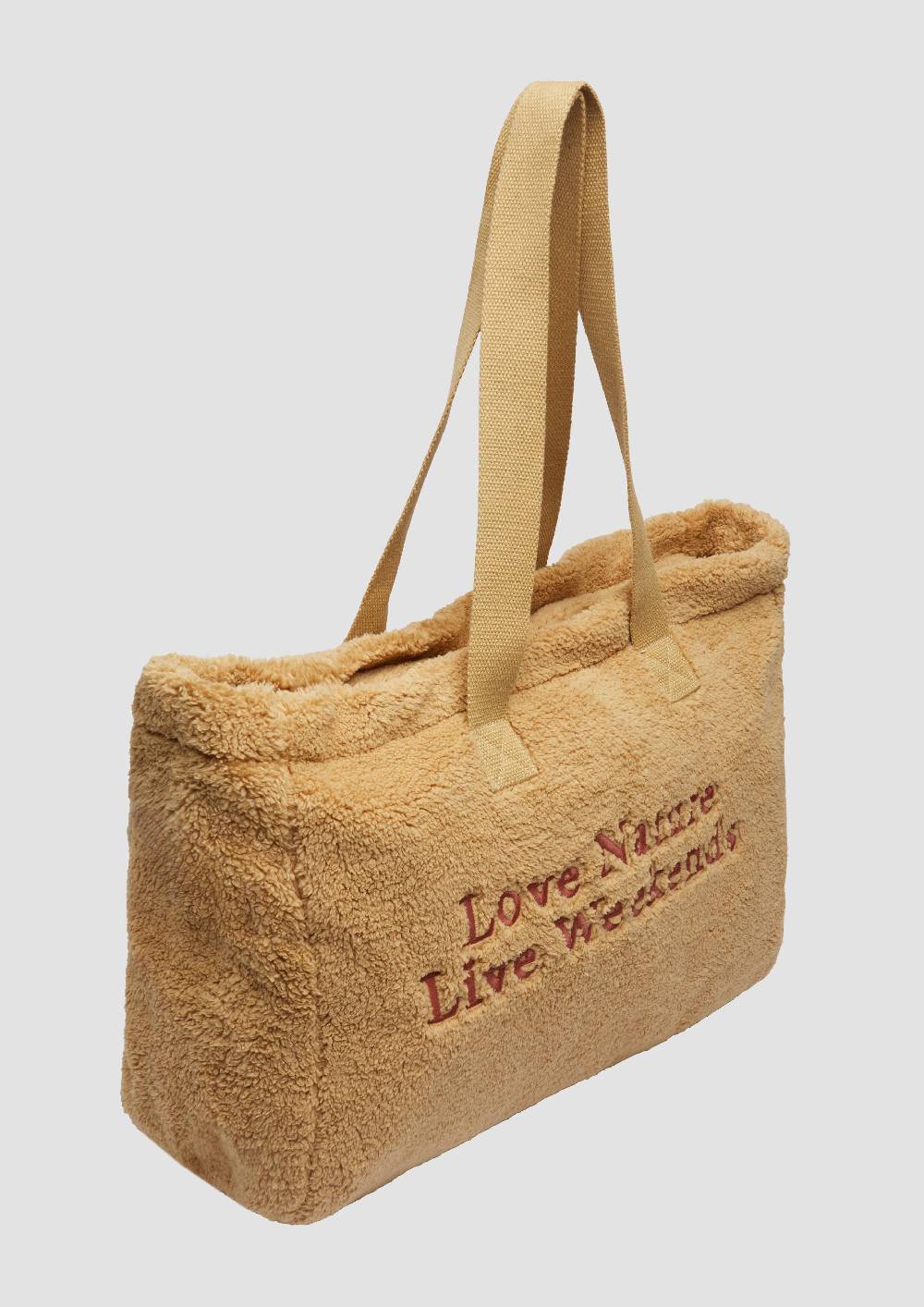 S.Oliver Shopper aus Teddyplüsch mit Stickerei Sonderangebot der Fabrik