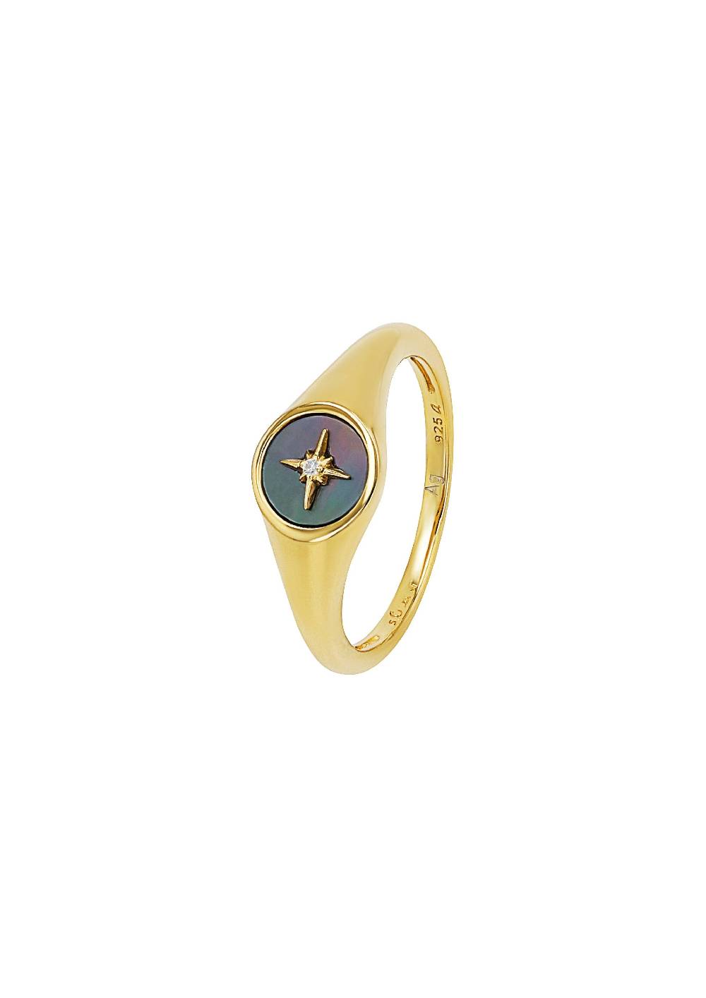 S.Oliver gelbvergoldeter Silber-Ring mit Stern-Motiv Sonderangebot