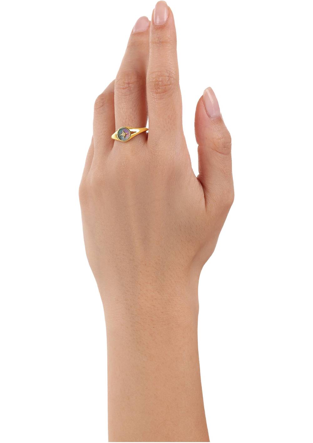 S.Oliver gelbvergoldeter Silber-Ring mit Stern-Motiv Sonderangebot
