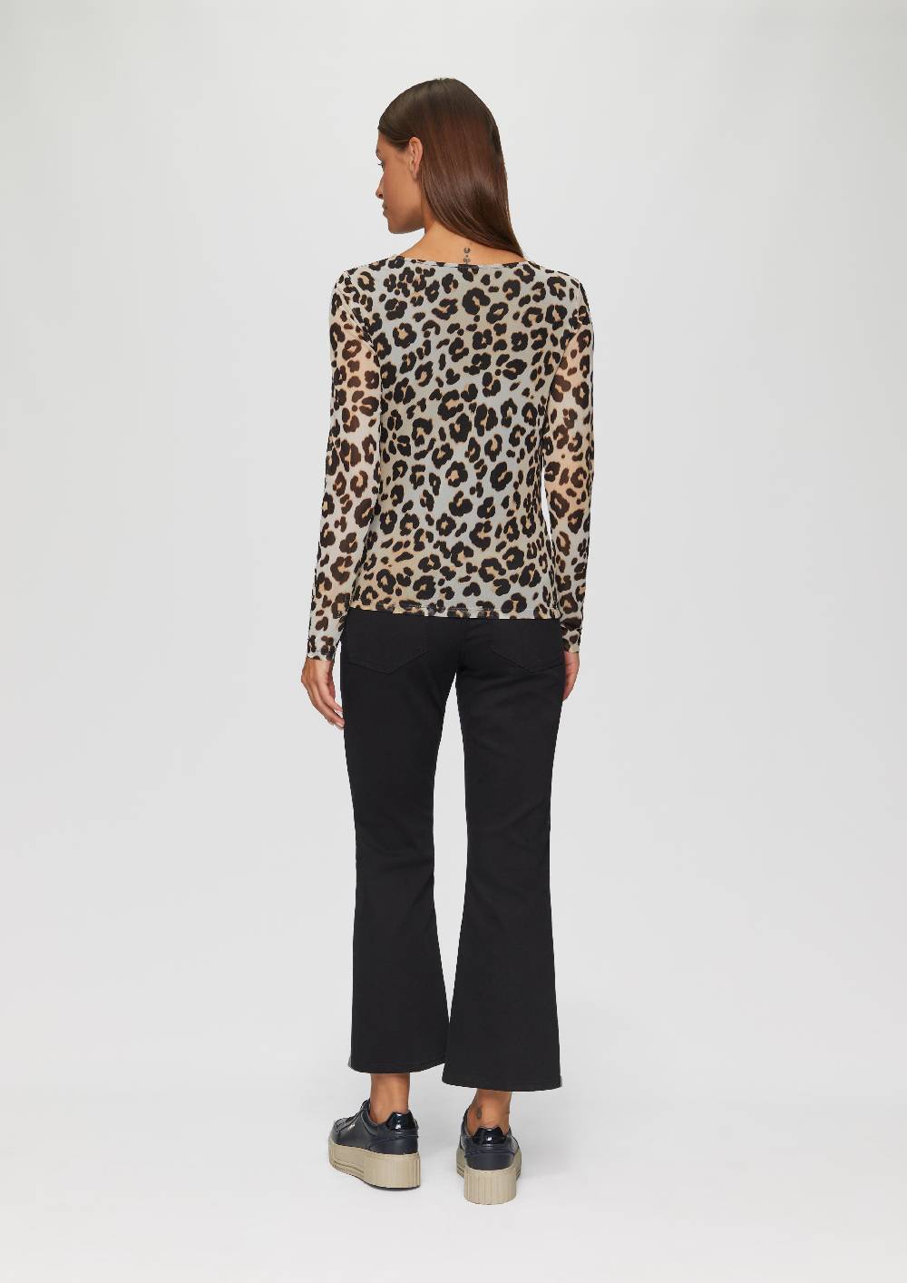S.Oliver Mesh-Shirt mit asymmetrischer Raffung und Leo-Print Osterangebot