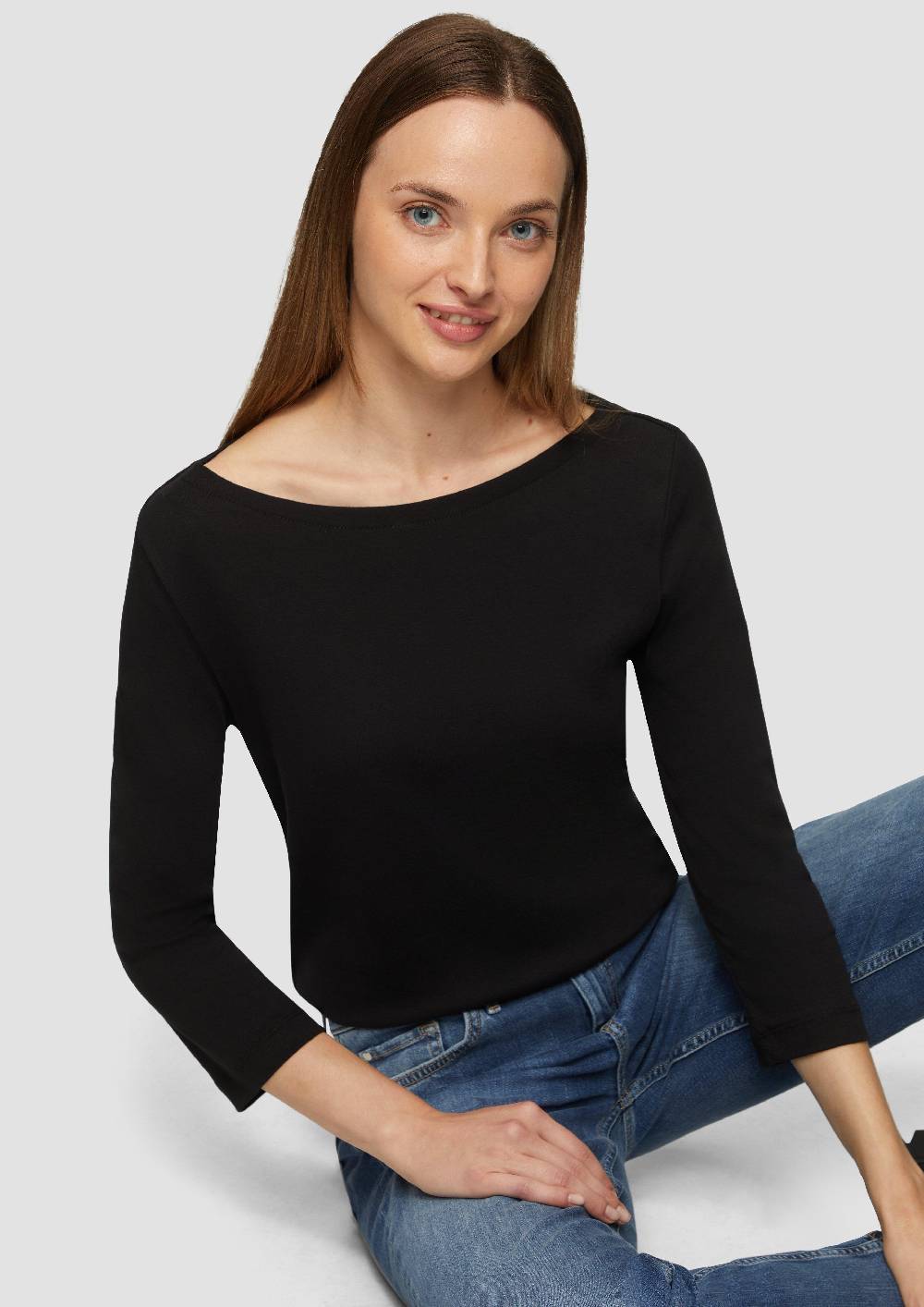 S.Oliver T-Shirt mit 3/4-Arm und U-Boot Ausschnitt Top Angebot