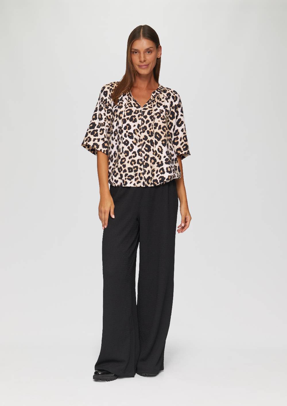 S.Oliver Strukturierte Bluse im O-Shape mit Raffdetails Zeitlich begrenztes Angebot