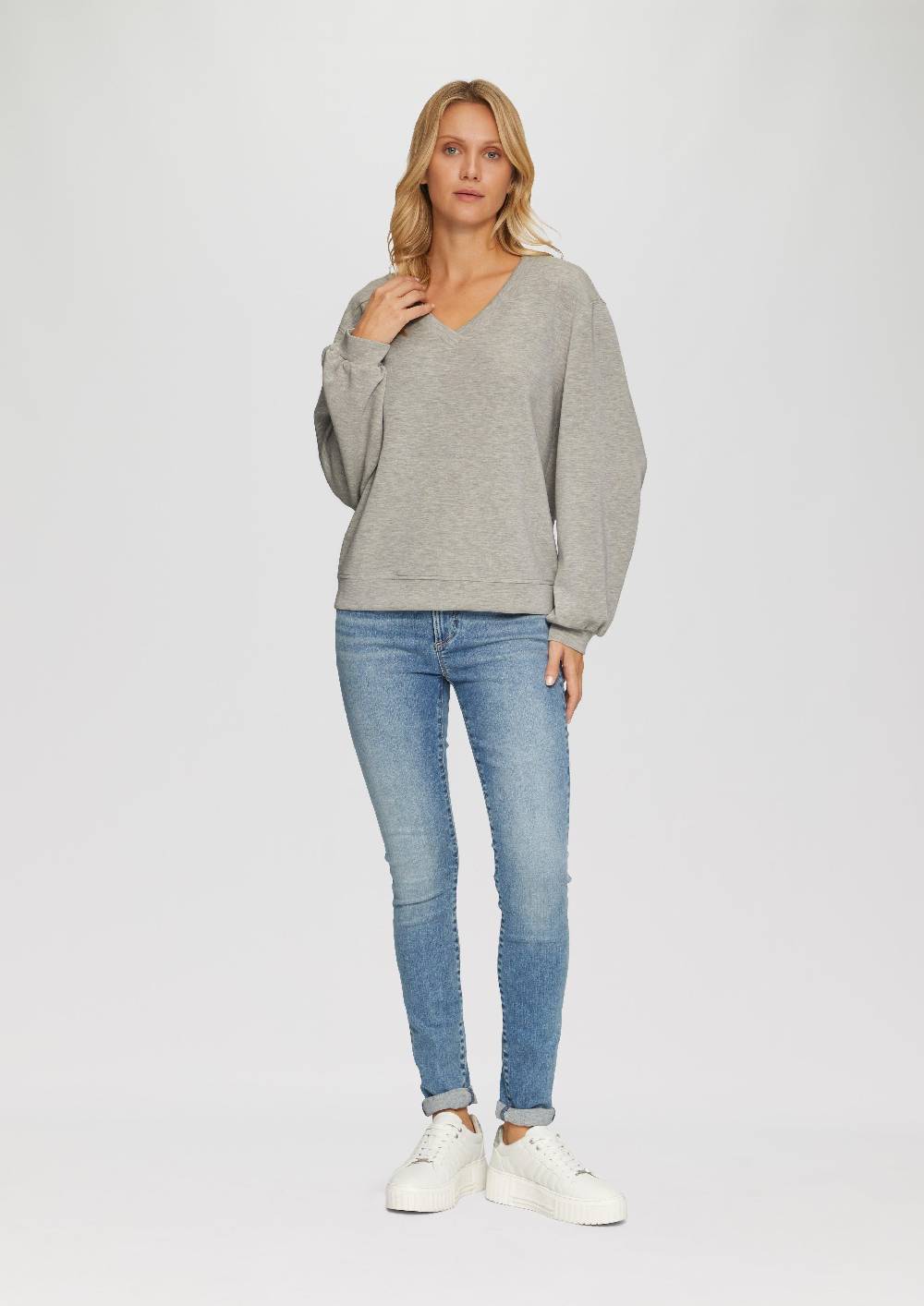 S.Oliver Scuba-Sweatshirt mit V-Ausschnitt Saisonale Angebote