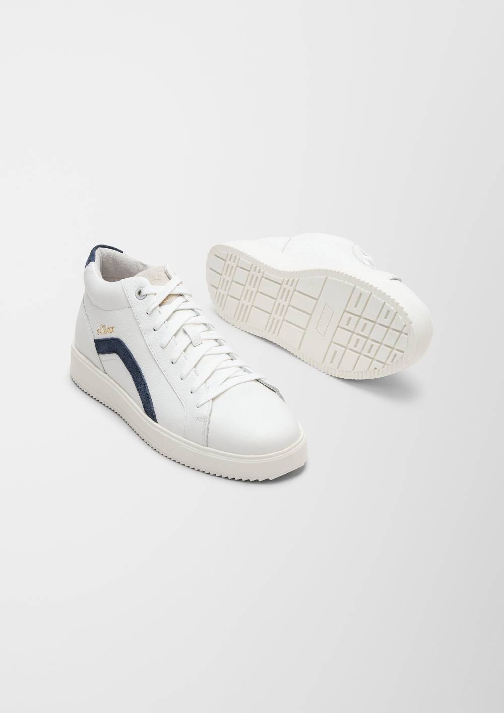 S.Oliver Leder-Sneaker mit Kontrast-Details Begrenztes Angebot