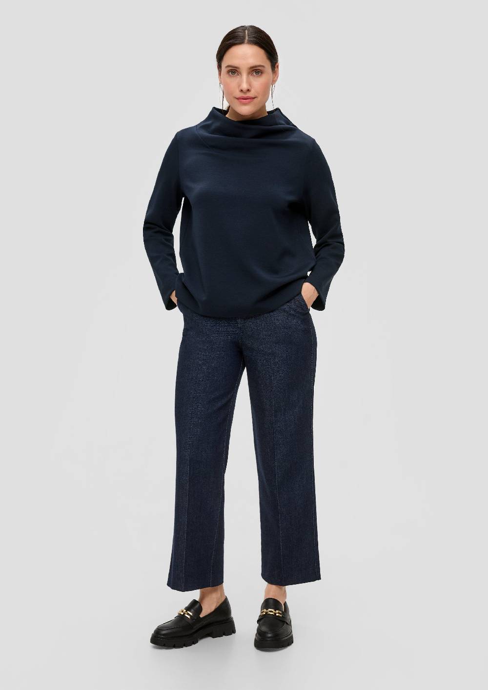 S.Oliver Sweatshirt mit Wasserfall-Kragen Online
