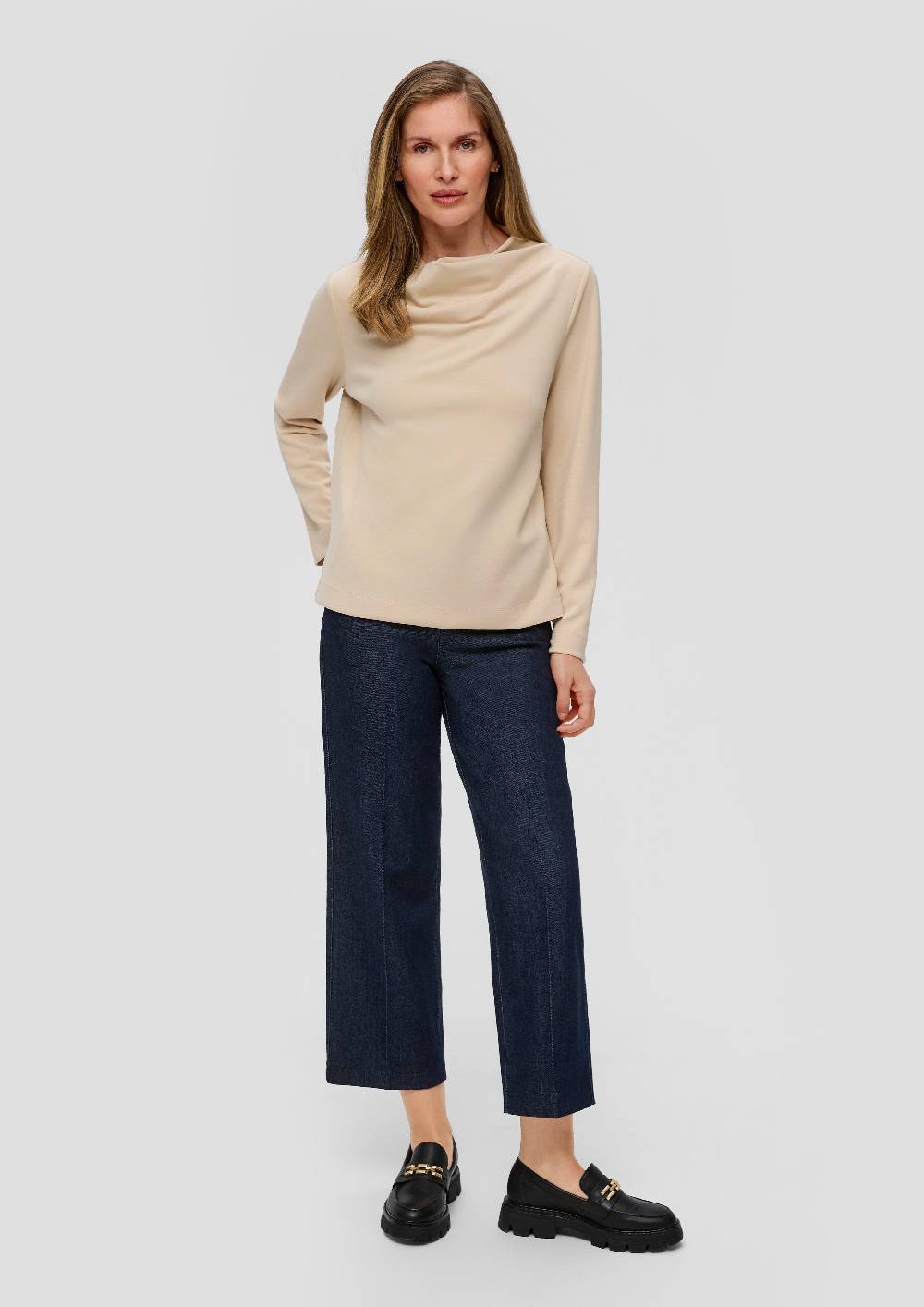 S.Oliver Strickjerseyshirt mit Wasserfall-Ausschnitt Outlet