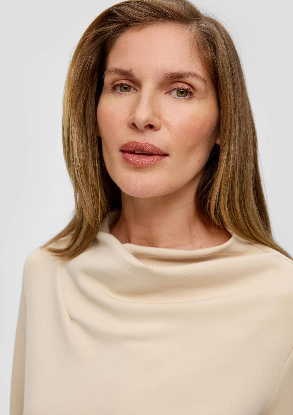 S.Oliver Strickjerseyshirt mit Wasserfall-Ausschnitt Outlet